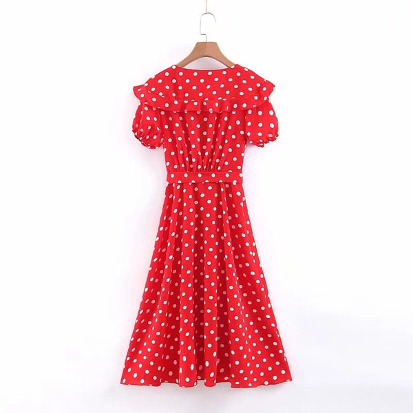 Rochie de dama cu buline de culoare rosie