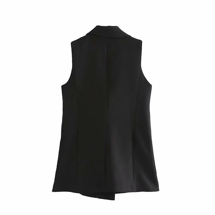 Elegáns női mellény fekete színben, gombokkal és zsebekkel