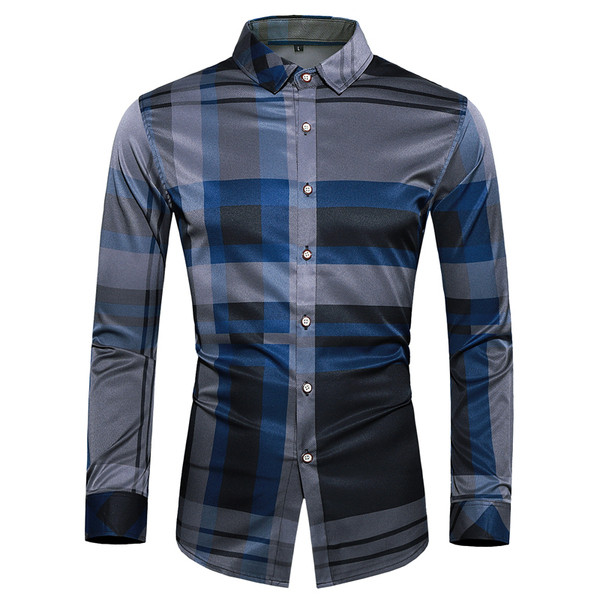 Cămașă modernă pentru bărbați cu mâneci lungi și guler clasic în două culori
