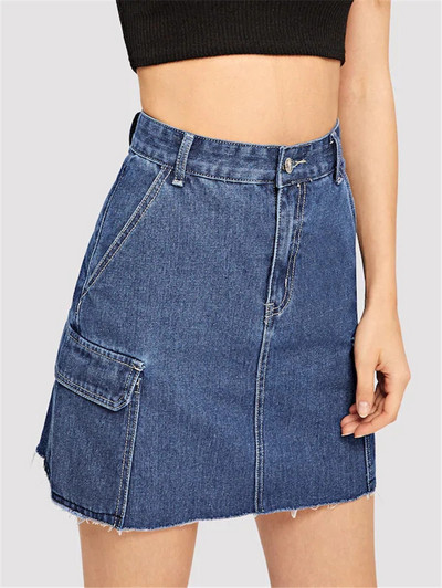 Alkalmi női farmerszoknya zsebbel