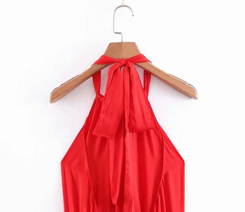 Modern női ruha - szabású modell piros színben