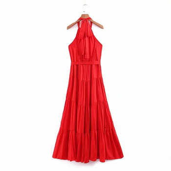 Modern női ruha - szabású modell piros színben