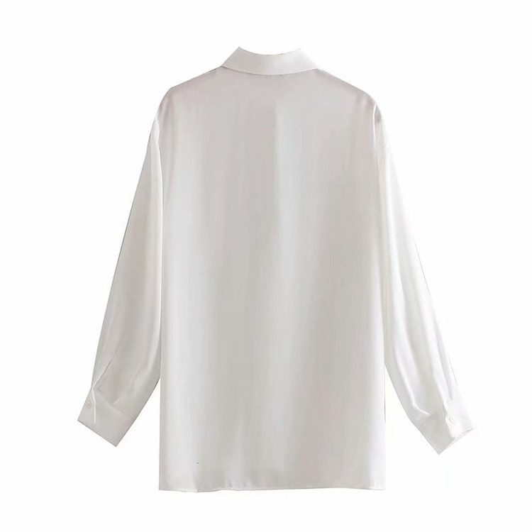 Cămașă lungă de șifon de damă de culoare albă