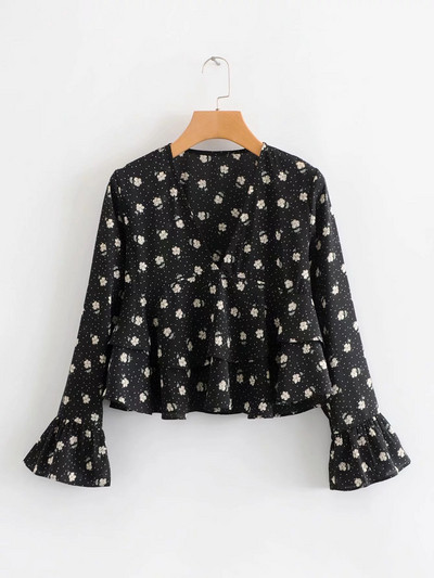 Cămașă modernă de damă cu decolteu în V în două culori