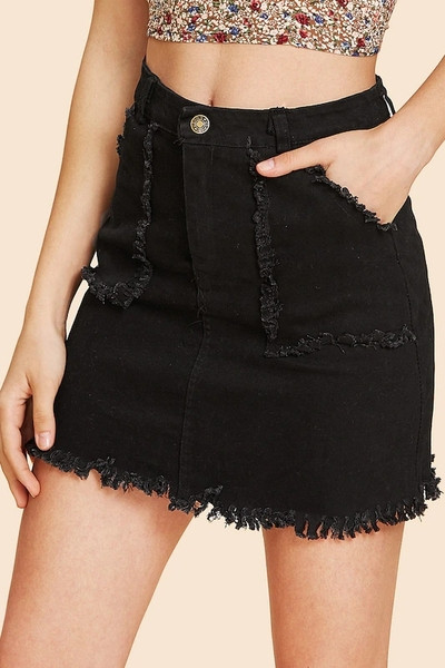 Fusta casual de dama de culoare neagra cu talie inalta