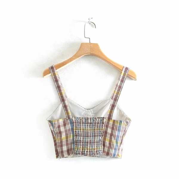 Top de damă modern în carouri - model scurt