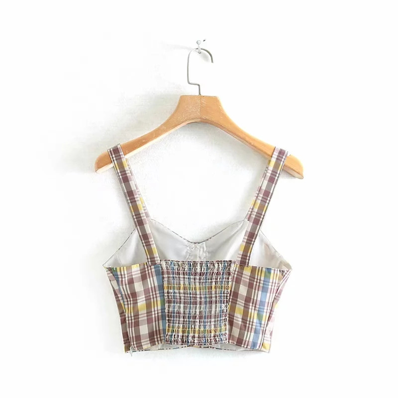 Top de damă modern în carouri - model scurt