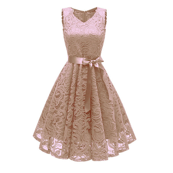 Rochie eleganta de dama cu panglica si dantela in mai multe culori