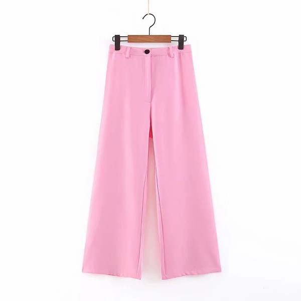 Magas derekú női nadrág rózsaszín színben