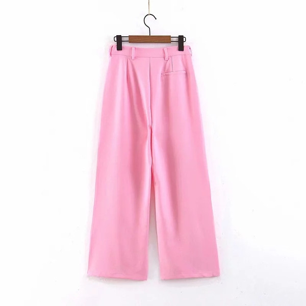 Magas derekú női nadrág rózsaszín színben