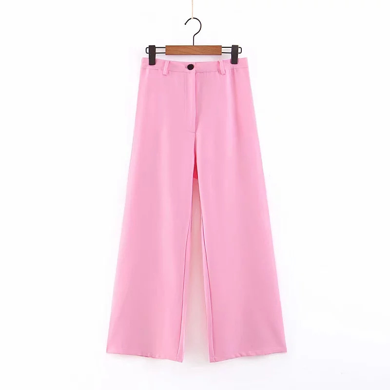 Magas derekú női nadrág rózsaszín színben