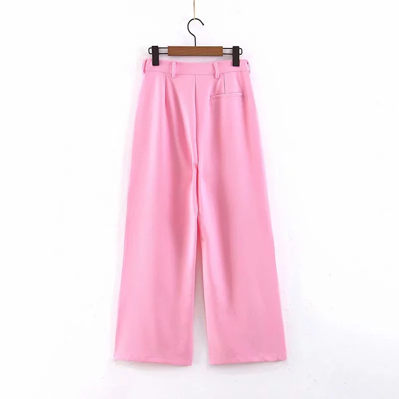 Magas derekú női nadrág rózsaszín színben