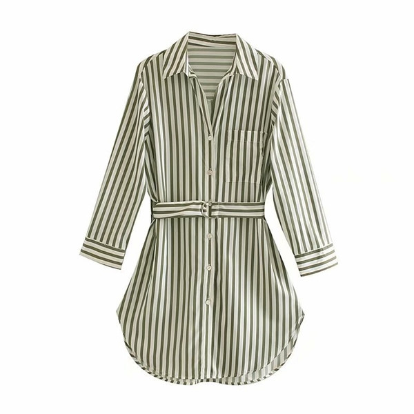 Női hosszú csíkos ing övvel