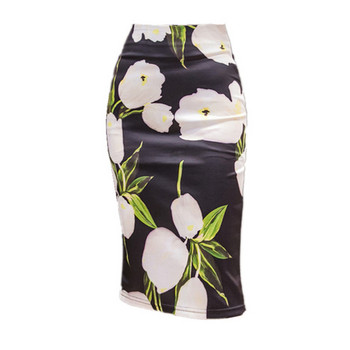 Fusta de dama moderna cu model floral cu talie inalta