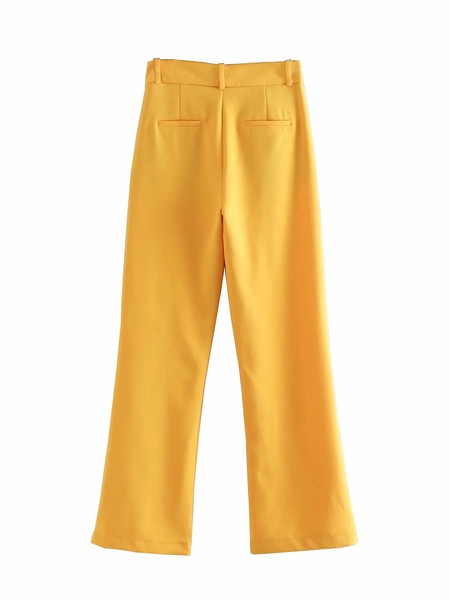 Női magas derekú nadrág sárga és zöld színben