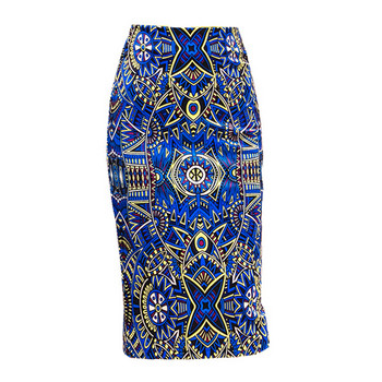 Stílusos női szoknya kék színben, magas derékkal