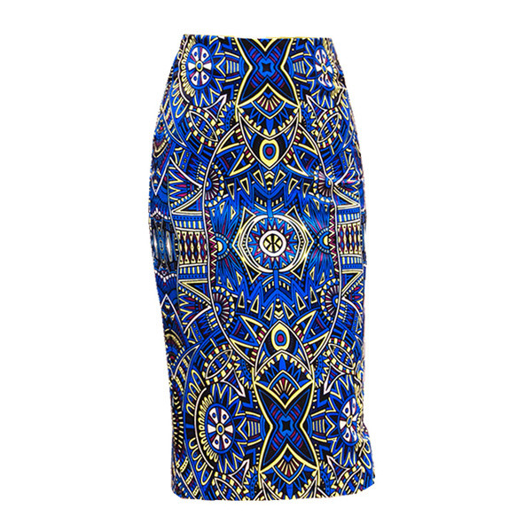 Stílusos női szoknya kék színben, magas derékkal