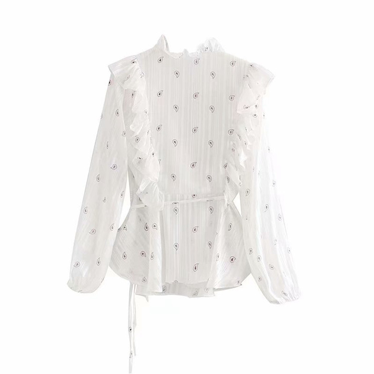 Cămașă elegantă de damă în alb cu model