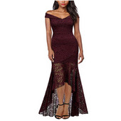 Rochie lunga de dama eleganta cu maneci cazute si dantela in mai multe culori