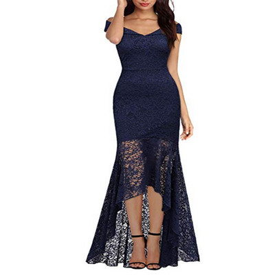 Rochie lunga de dama eleganta cu maneci cazute si dantela in mai multe culori