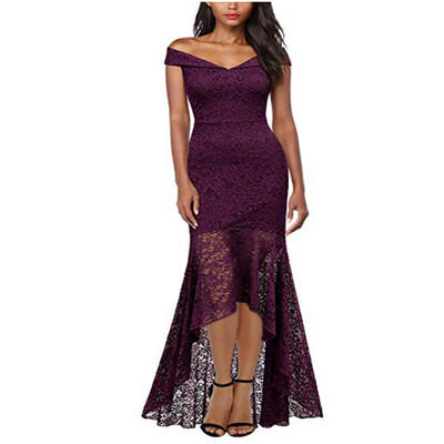 Rochie lunga de dama eleganta cu maneci cazute si dantela in mai multe culori