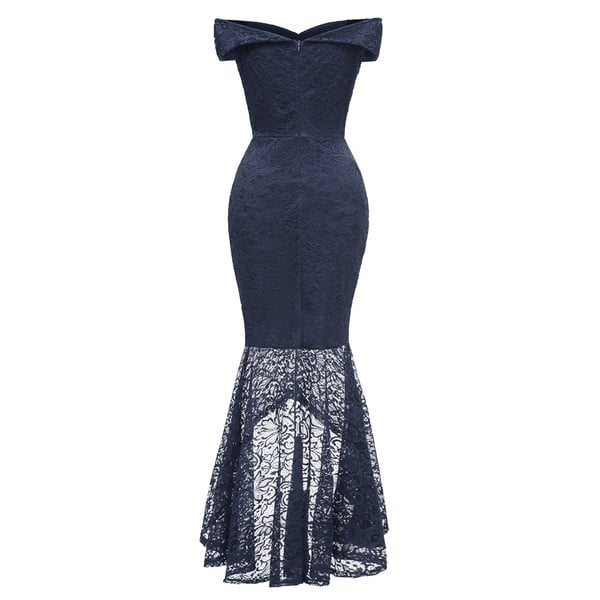 Rochie lunga de dama eleganta cu maneci cazute si dantela in mai multe culori