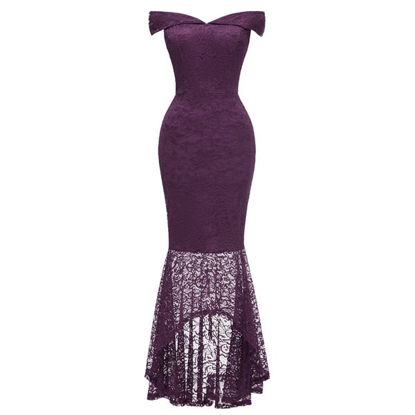 Rochie lunga de dama eleganta cu maneci cazute si dantela in mai multe culori