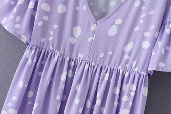 Rochie casual de dama cu puncte in mov