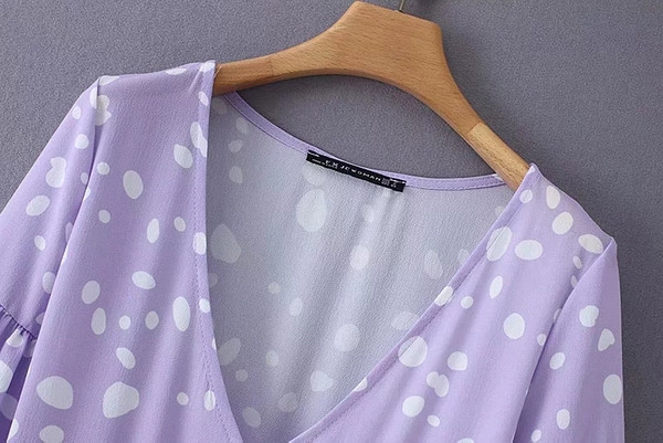 Rochie casual de dama cu puncte in mov