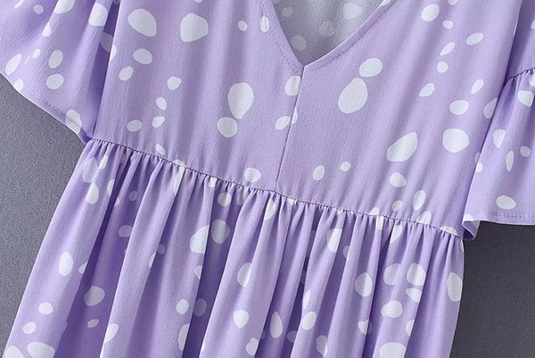 Rochie casual de dama cu puncte in mov