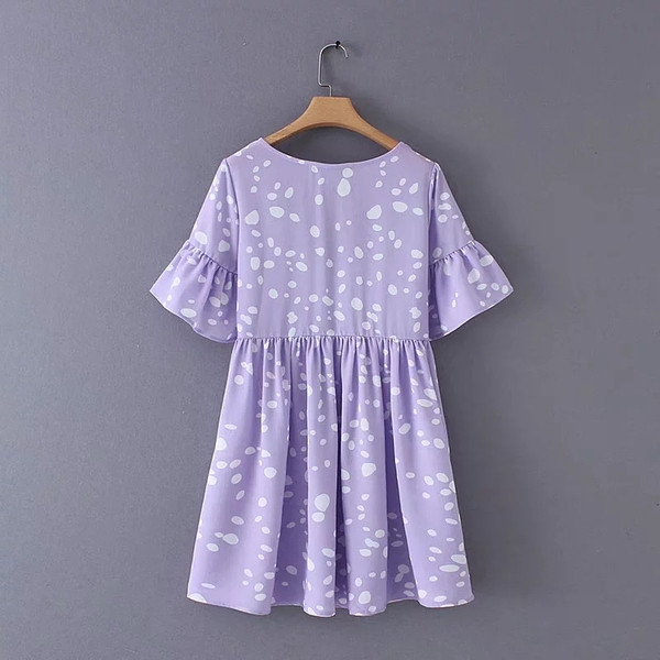 Rochie casual de dama cu puncte in mov