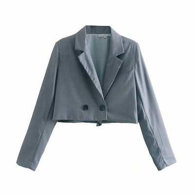 Női rövid kabát szürke és fekete színben, hosszú ujjal