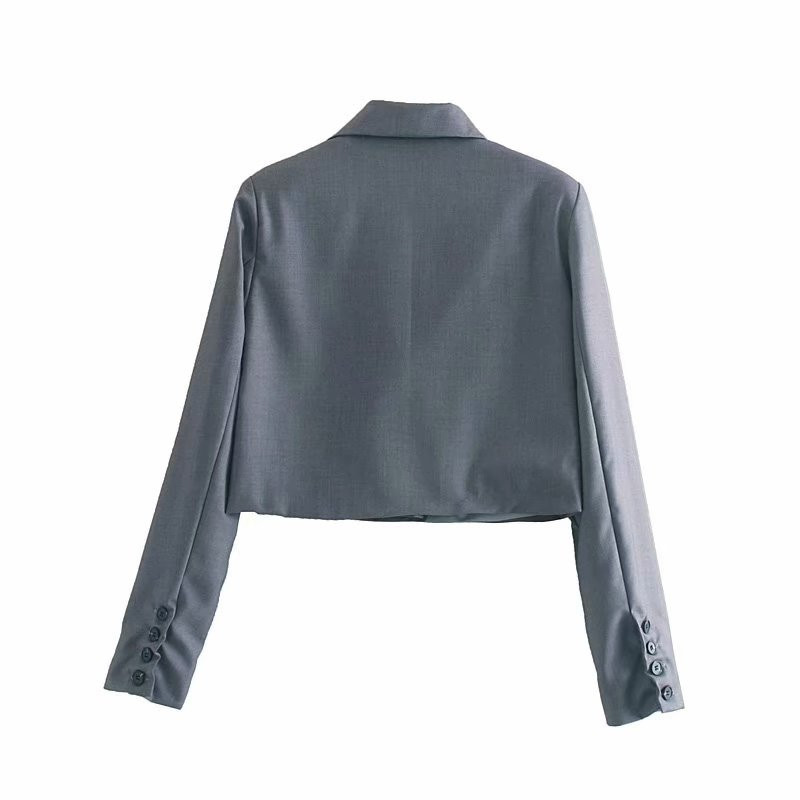 Női rövid kabát szürke és fekete színben, hosszú ujjal