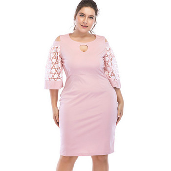 Rochie moderna de dama in roz cu marimi pana la 6XL