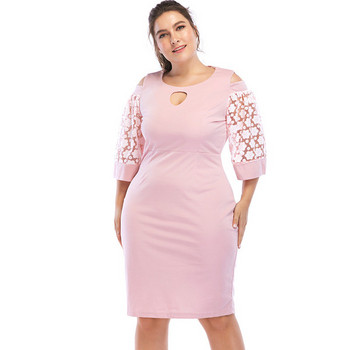 Rochie moderna de dama in roz cu marimi pana la 6XL