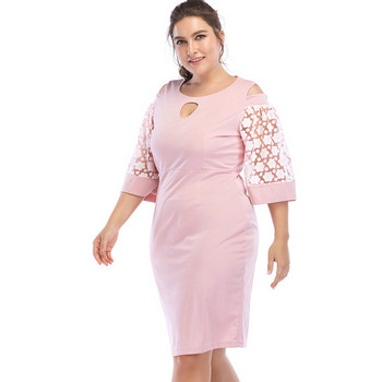 Rochie moderna de dama in roz cu marimi pana la 6XL