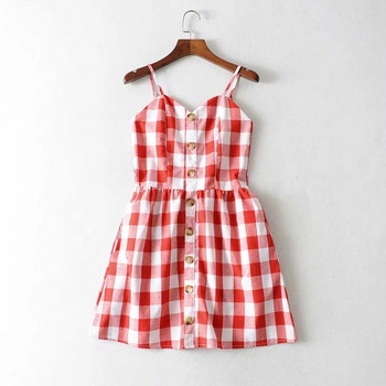 Női kockás ruha vékony pántokkal - rövid modell több színben