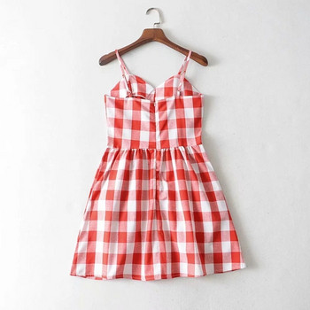 Női kockás ruha vékony pántokkal - rövid modell több színben