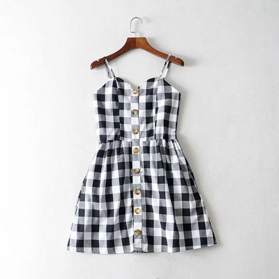 Női kockás ruha vékony pántokkal - rövid modell több színben