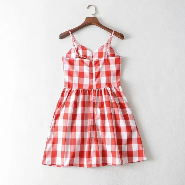 Női kockás ruha vékony pántokkal - rövid modell több színben