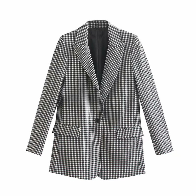 Geaca in carouri cu nasture - model drept