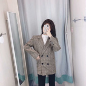 Geaca dama in carouri cu maneci lungi