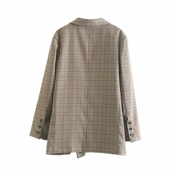 Geaca dama in carouri cu maneci lungi