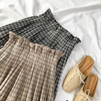 Fusta casual dama in carouri in doua culori