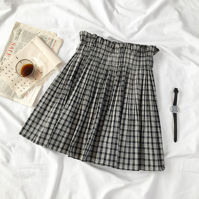 Fusta casual dama in carouri in doua culori