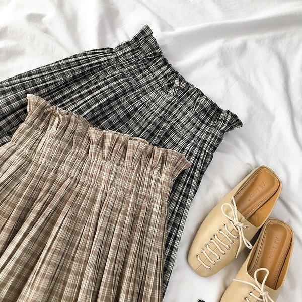 Fusta casual dama in carouri in doua culori