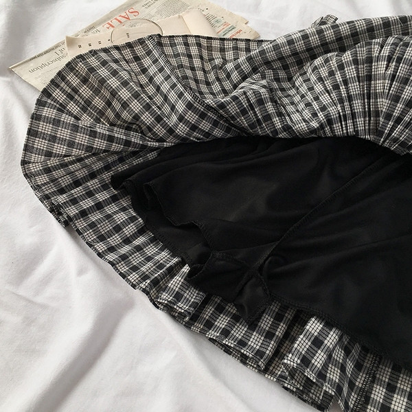 Fusta casual dama in carouri in doua culori