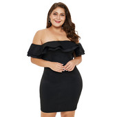 Rochie elegantă de damă cu mâneci căzute și mărimi până la 5XL