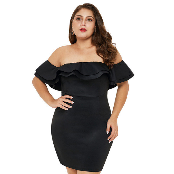 Rochie elegantă de damă cu mâneci căzute și mărimi până la 5XL