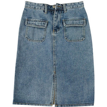 Fusta de denim de dama moderna de culoare albastra